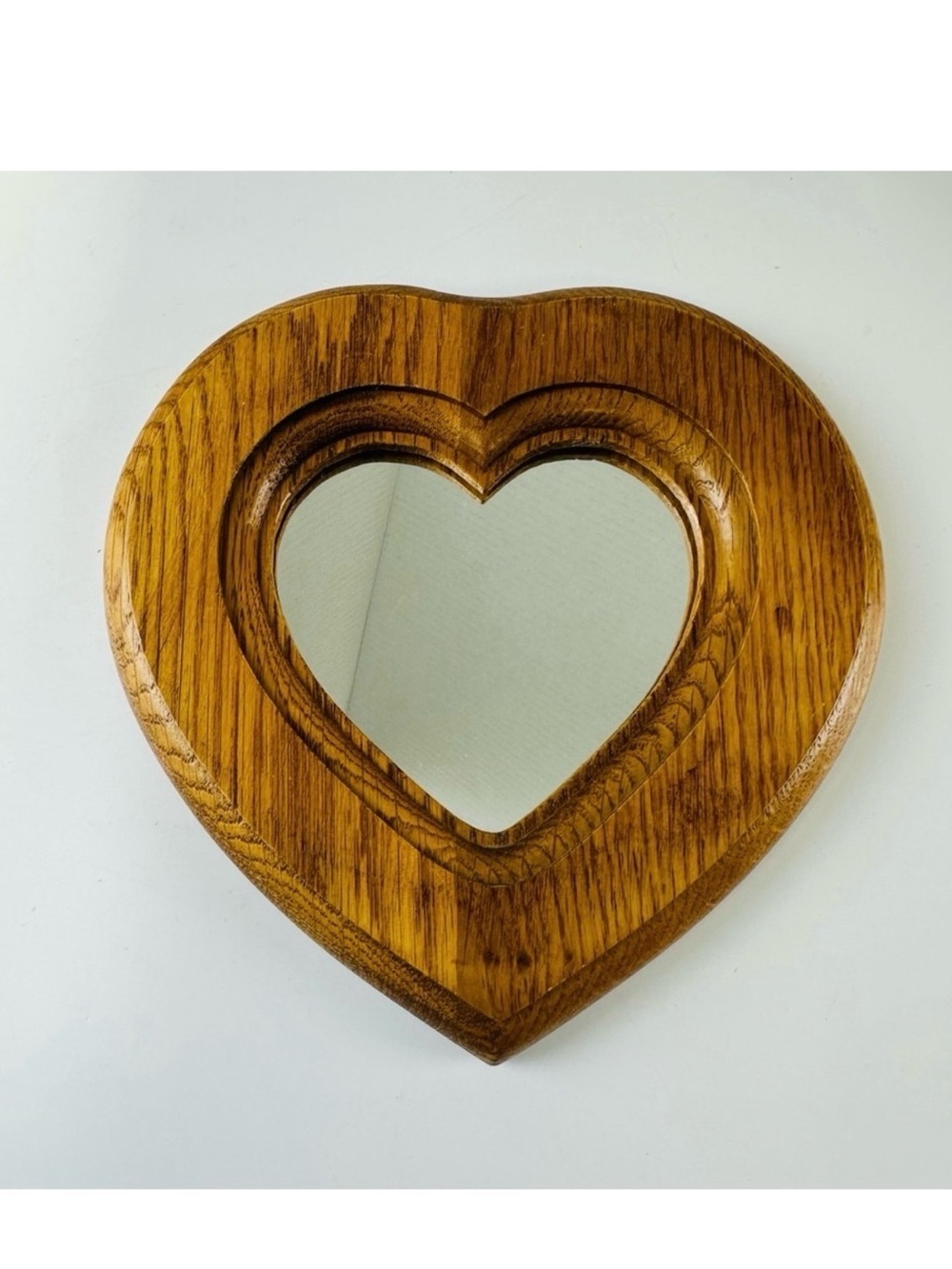Honey Oak 80s heart mirror frame Home Decor Romantic Grannycore